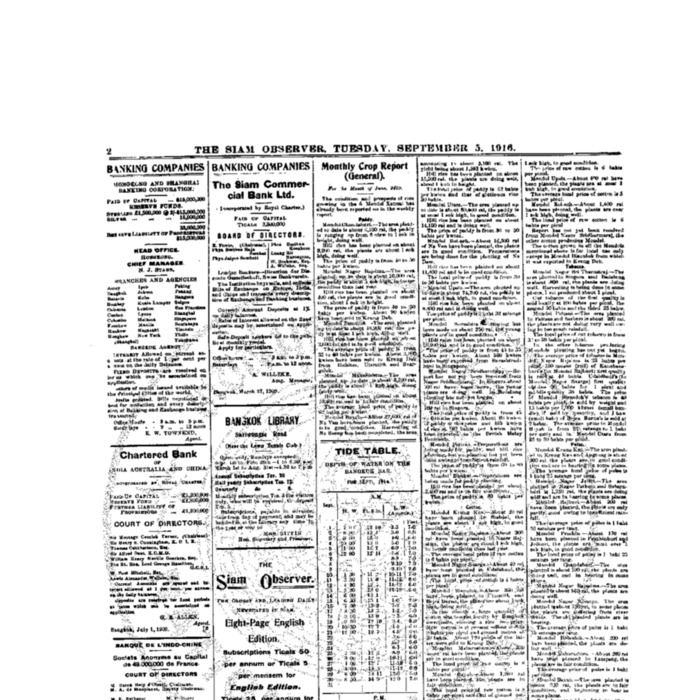 The Siam Observer . Vol.42., No. 199 (September 5, 1916)