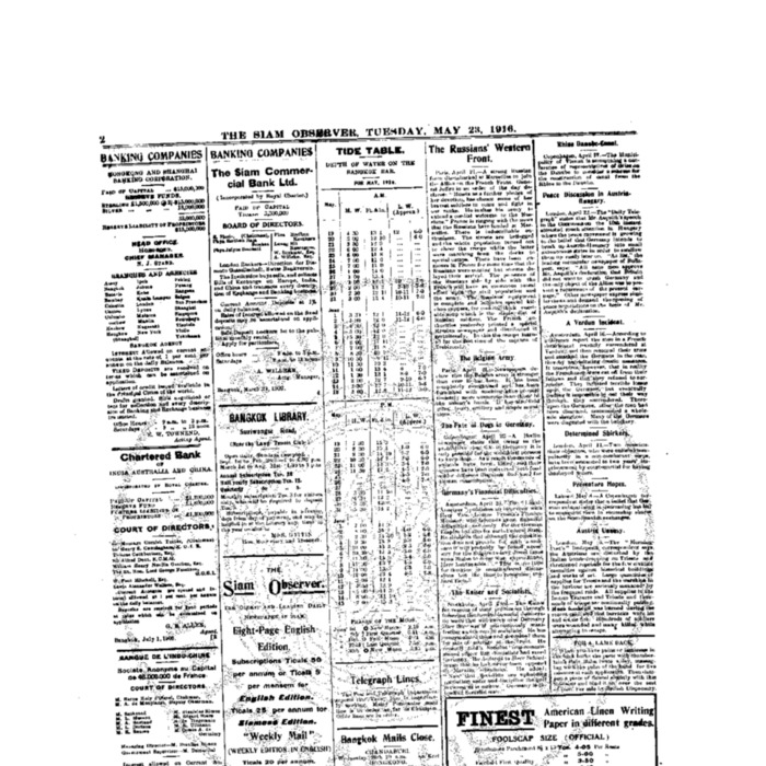 The Siam Observer  . Vol.42., No. 114 (May 23, 1916)