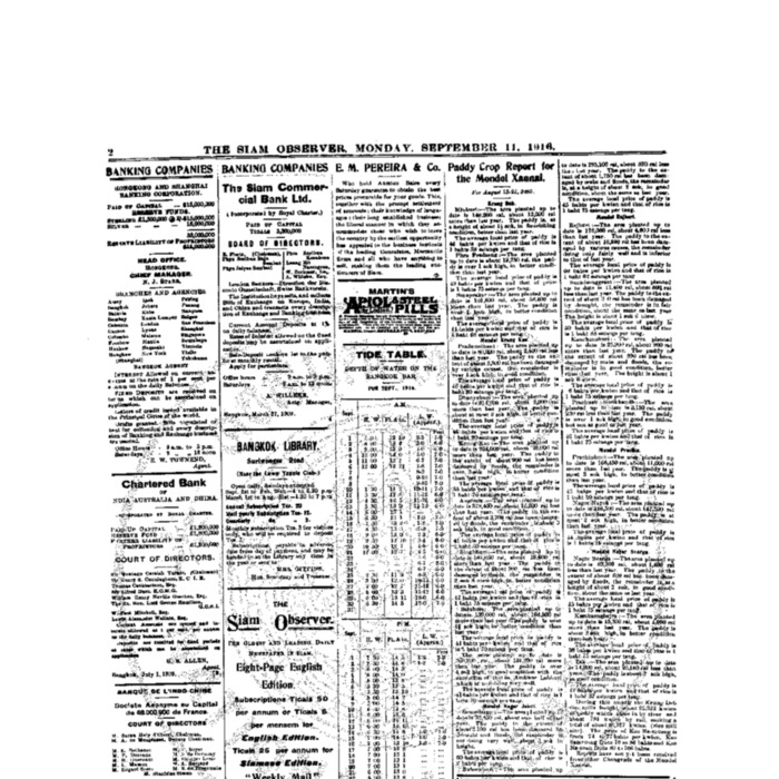 The Siam Observer . Vol.42., No. 204 (September 11, 1916)