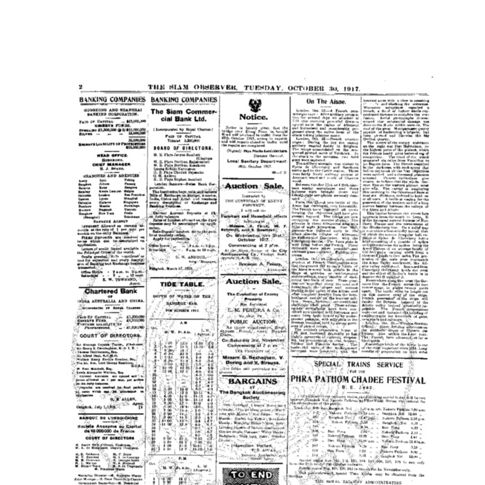 The Siam Observer. Vol.43., No. 249 (October 30, 1917)