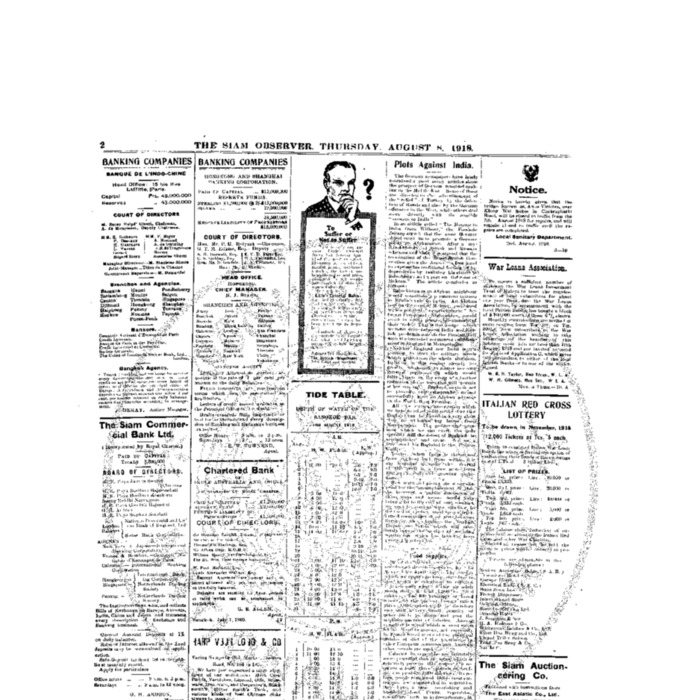 The Siam Observer. Vol.44., No. 169 (August 8, 1918)