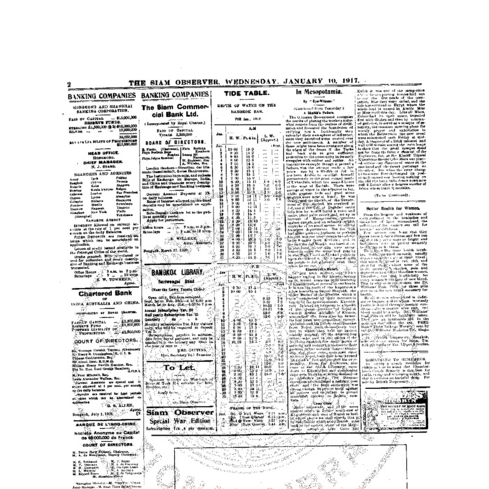 The Siam Observer . Vol.43., No. 8 (January 10, 1917)