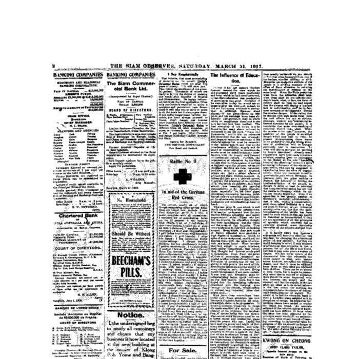 The Siam Observer. Vol.43., No.76 ( March 31, 1917)