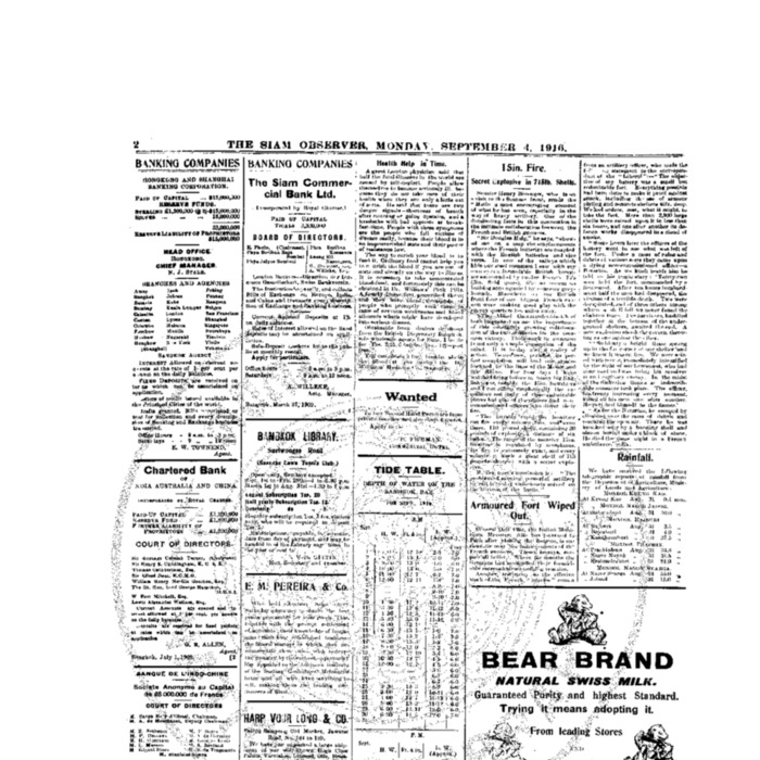 The Siam Observer . Vol.42., No. 198 (September 4, 1916)