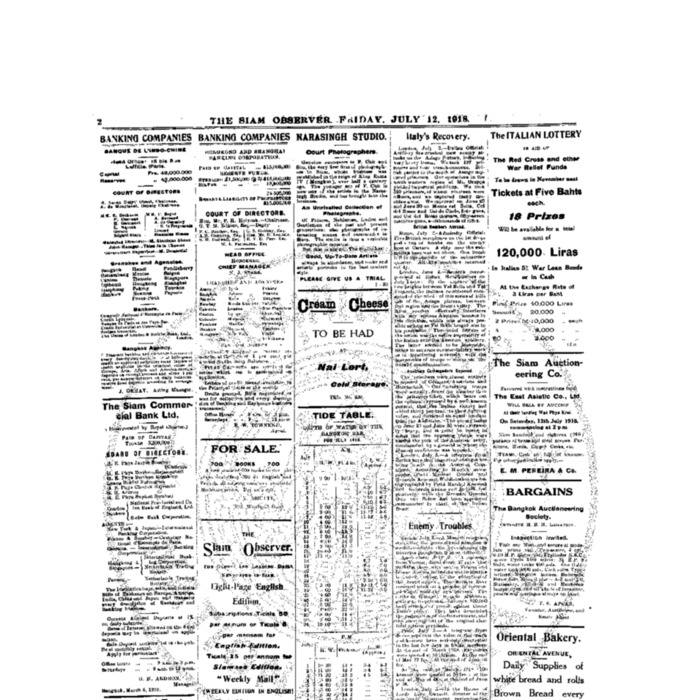 The Siam Observer. Vol.44., No. 149 (July 12, 1918)