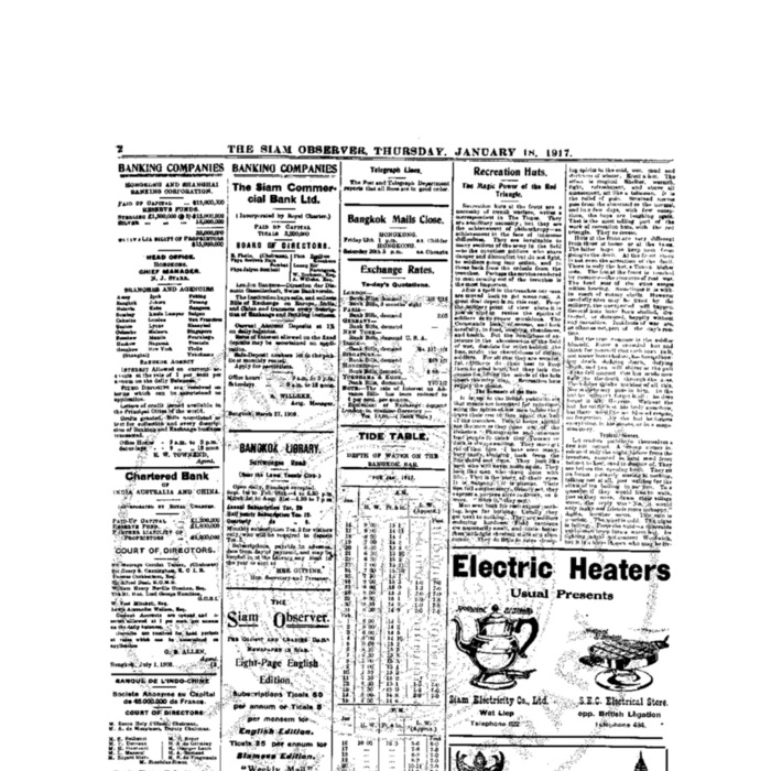 The Siam Observer . Vol.43., No.15 (January 18, 1917)