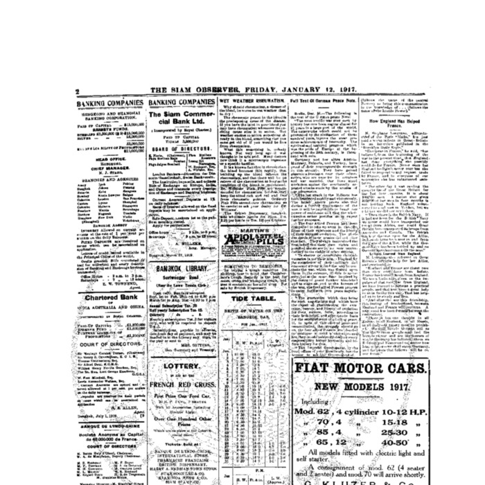 The Siam Observer . Vol.43., No.10 (January 12, 1917)