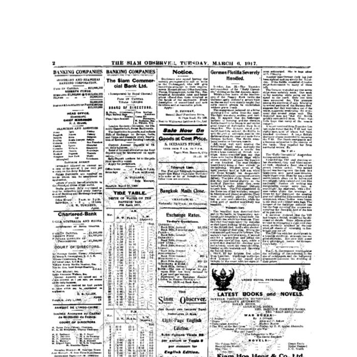 The Siam Observer . Vol.43., No.54 ( March 6, 1917)