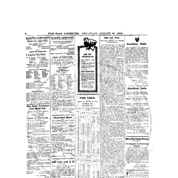 The Siam Observer. Vol.44., No. 187 (August 29, 1918)