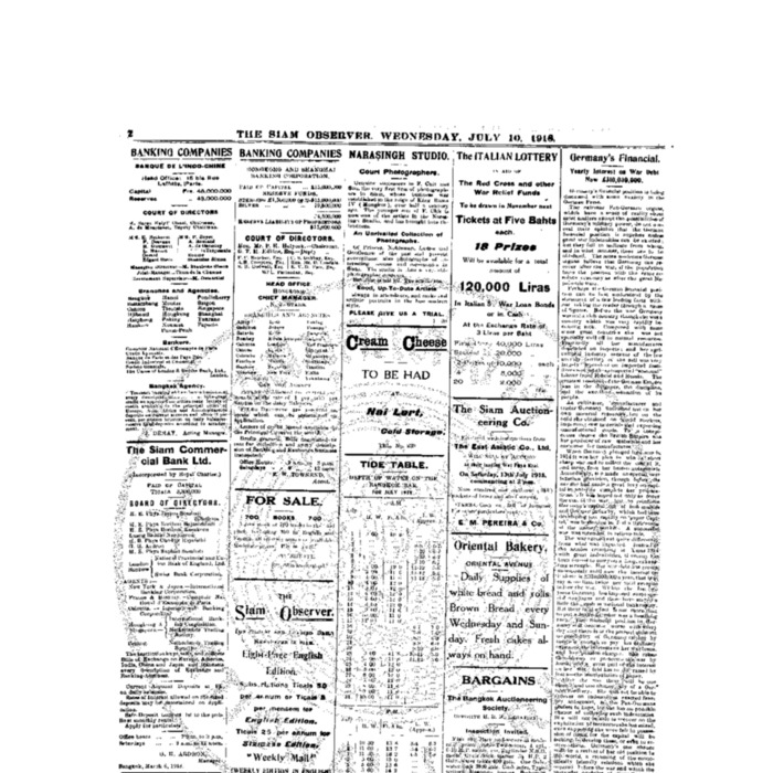 The Siam Observer. Vol.44., No. 147 (July 10, 1918)