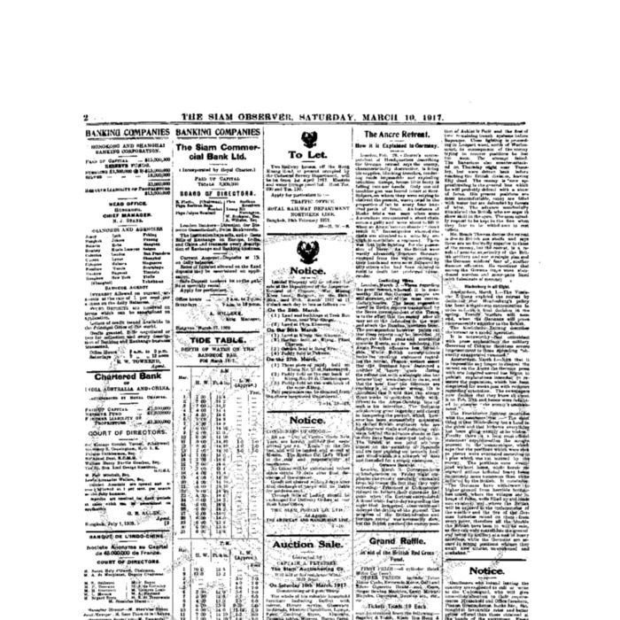 The Siam Observer . Vol.43., No.58 ( March 10, 1917)
