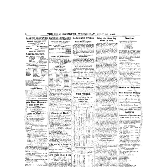 The Siam Observer. Vol.44., No. 162 (July 31, 1918)