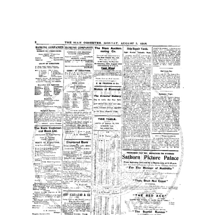 The Siam Observer. Newspaper. Vol.44., No. 166 (August 4, 1918)