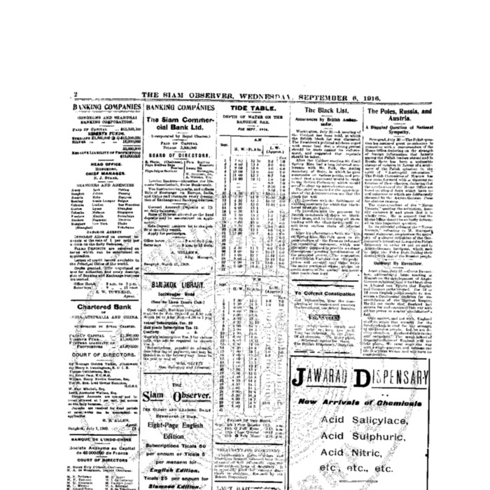 The Siam Observer . Vol.42., No. 200 (September 6, 1916)