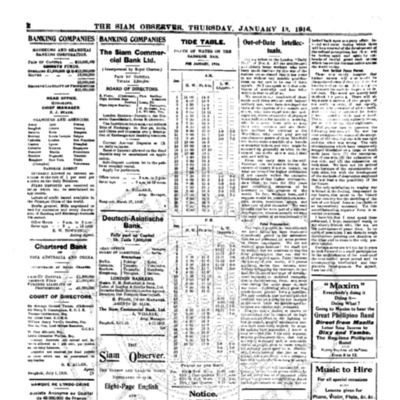 The Siam Observer. Vol.42., No. 9 (January 13, 1916) 