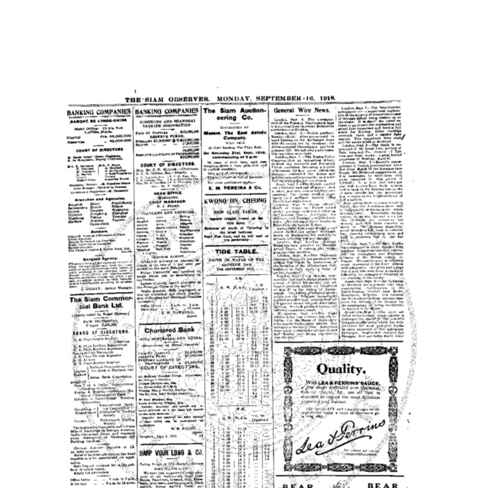 The Siam Observer. Vol.44., No. 202 (September 16, 1918)