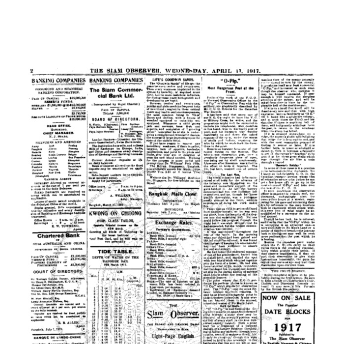 The Siam Observer . Vol.43., No.83 ( April 11, 1917)