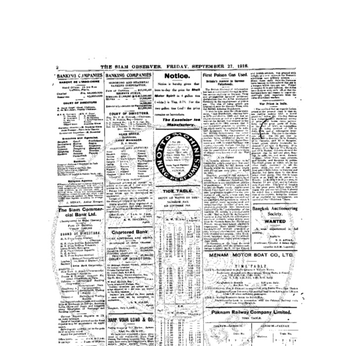 The Siam Observer.  Vol.44., No. 212 (September 27, 1918)