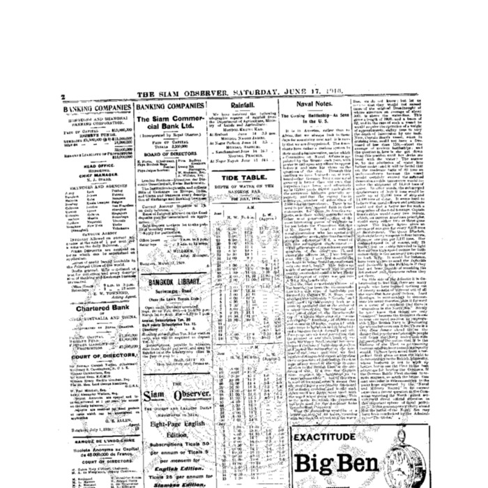The Siam Observer . Vol.42., No. 134 (June 17, 1916)