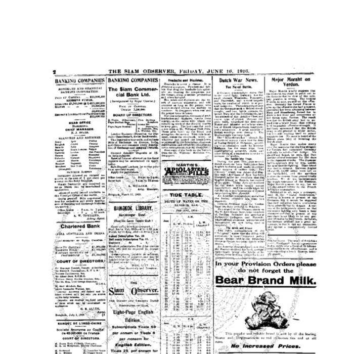 The Siam Observer . Vol.42., No. 133 (June 16, 1916)