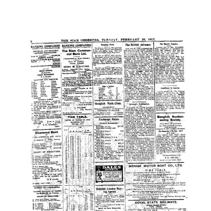 The Siam Observer. Vol.43., No.42 ( February20, 1917)
