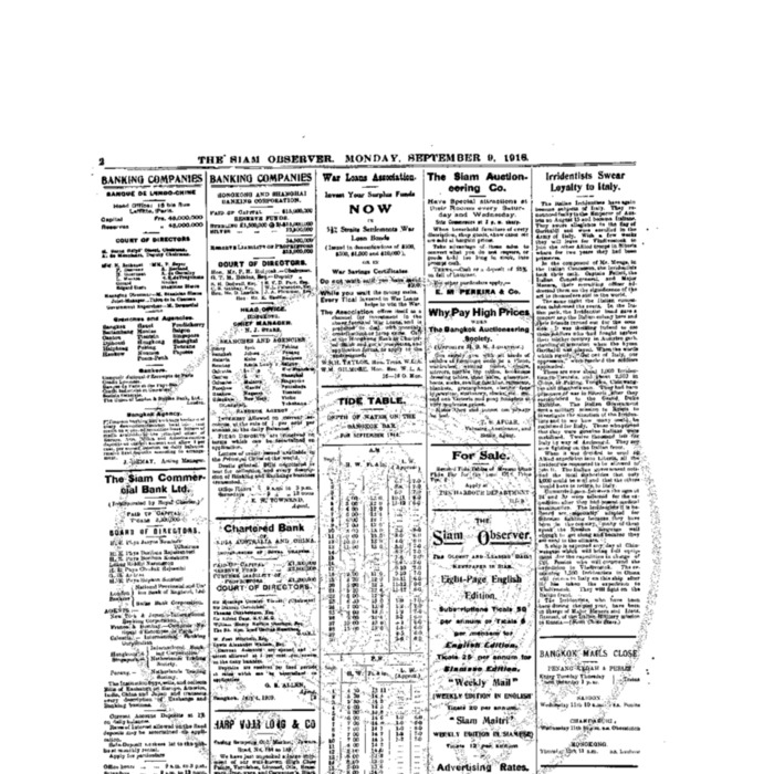 The Siam Observer. Vol.44., No. 196 (September 9, 1918)