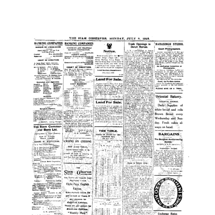 The Siam Observer. Vol.44., No. 145 (July 8, 1918)<br /><br />
<br /><br />
<br /><br />
