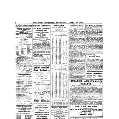 The Siam Observer. Vol.42., No. 89 (April 20, 1916)
