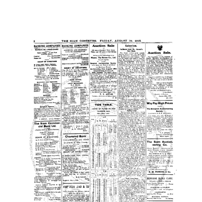The Siam Observer. Vol.44., No. 188 (August 30, 1918)