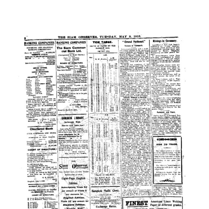 The Siam Observer. Vol.42., No. 103 (May 9, 1916)