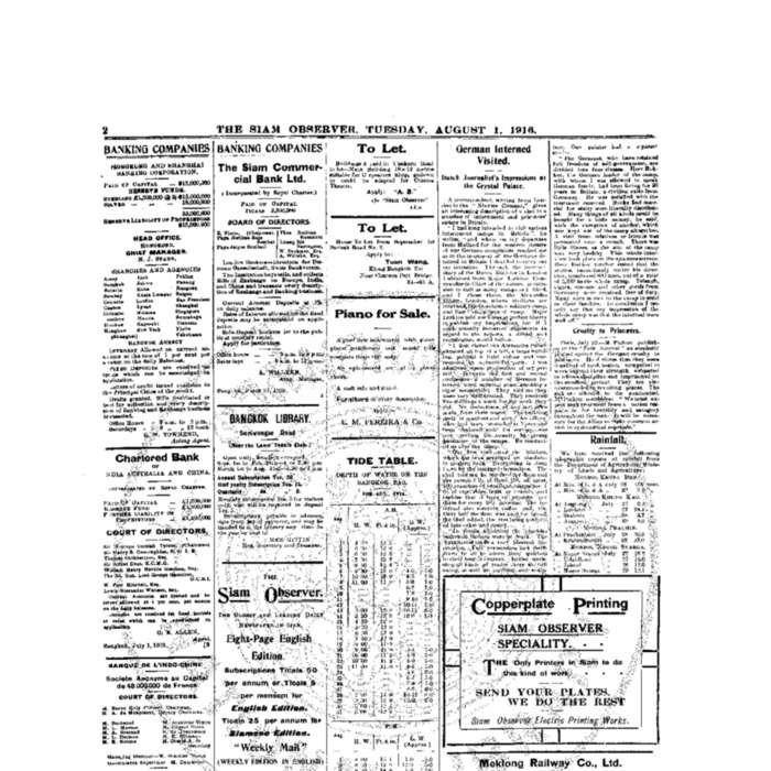 The Siam Observer. Vol.42., No. 170 (August 1, 1916)