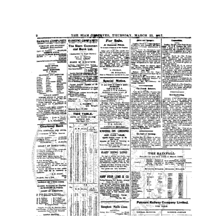 The Siam Observer . Vol.43., No.68 ( March 22, 1917)