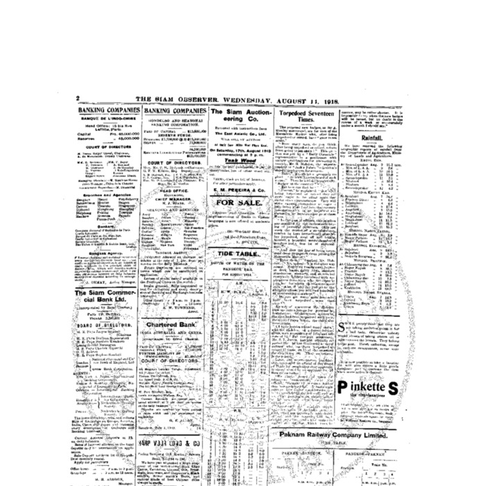 The Siam Observer. Vol.44., No. 174 (August 14, 1918)