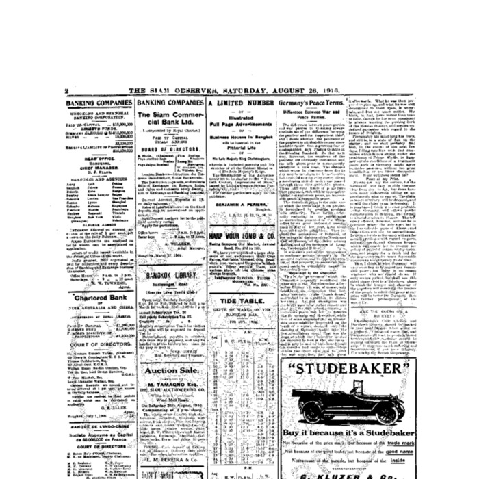 The Siam Observer. Vol.42., No. 191 (August 26, 1916)