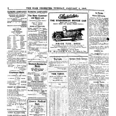 The Siam Observer. Vol.42., No. 1  (January 4, 1916) 