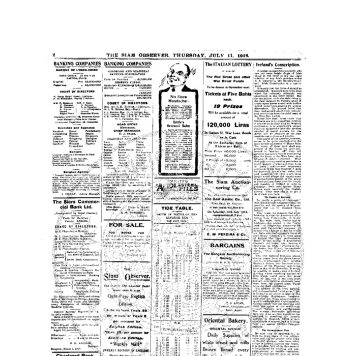 The Siam Observer. Vol.44., No. 148 (July 11, 1918)