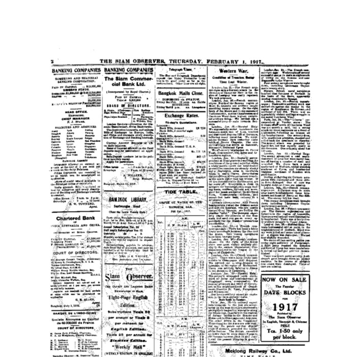 The Siam Observer. Vol.43., No.26 ( February1, 1917)