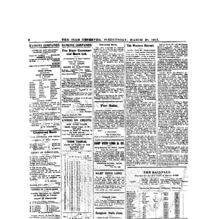 The Siam Observer . Vol.43., No.73 ( March 28, 1917)