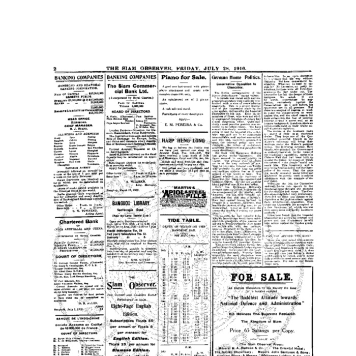 The Siam Observer. Vol.42., No. 168 (July 28, 1916)