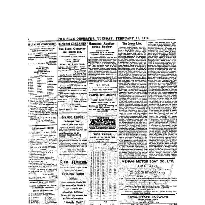 The Siam Observer . Vol.43., No.36 ( February13, 1917)