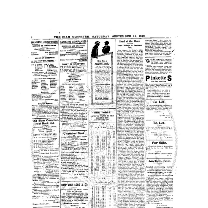 The Siam Observer. Vol.44., No. 201 (September 14, 1918)