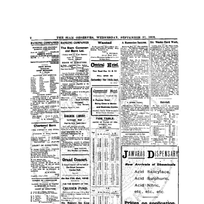 The Siam Observer . Vol.42., No. 218 (September 27, 1916)
