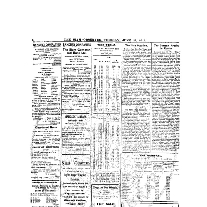 The Siam Observer. Vol.42., No. 142 (June 27, 1916)