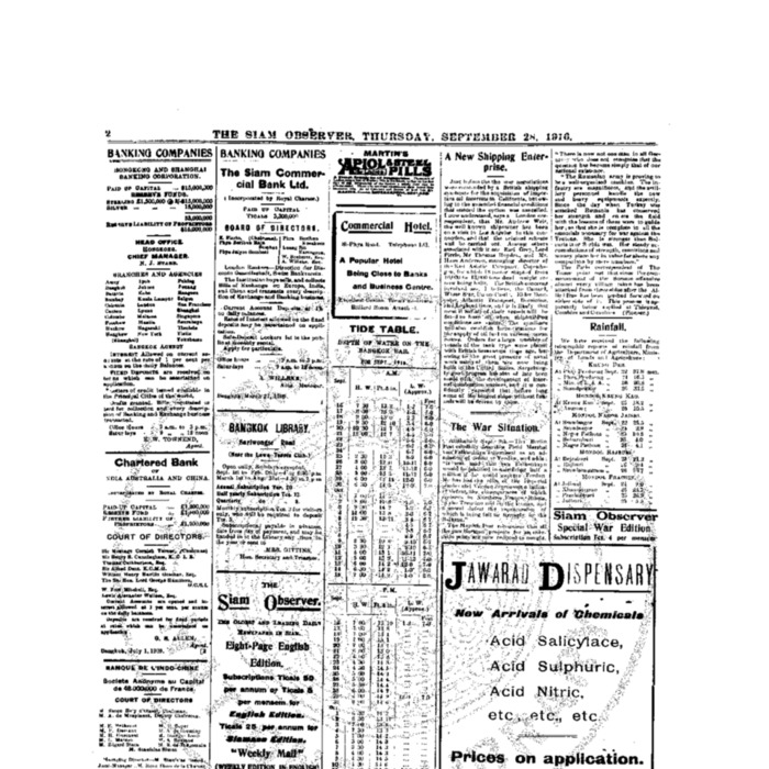 The Siam Observer . Vol.42., No. 219 (September 28, 1916)