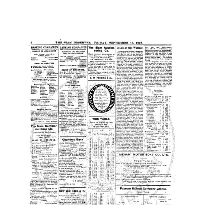 The Siam Observer. Vol.44., No. 200 (September 13, 1918)