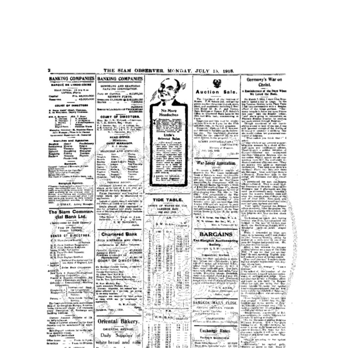 The Siam Observer.  Vol.44., No. 150 (July 15, 1918)