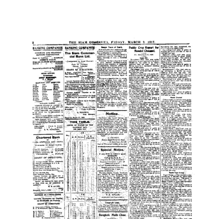 The Siam Observer . Vol.43., No.51 ( March 2, 1917)