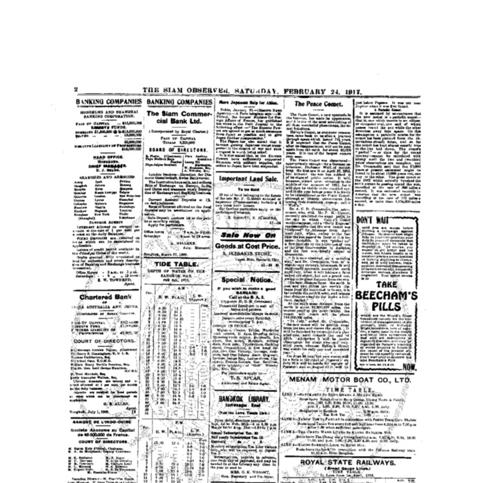 The Siam Observer . Vol.43., No.46 ( February24, 1917)