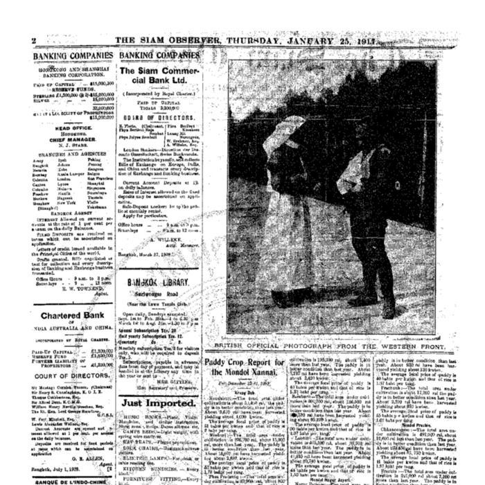 The Siam Observer Newspaper. Vol.43., No.21 (January 26, 1917)