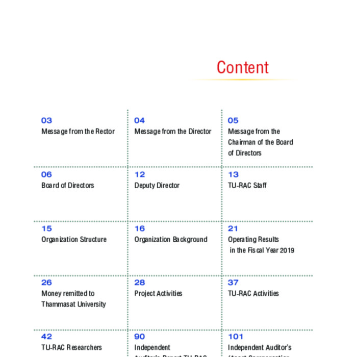 Annual Report 2019 Thammasat University Research and Consultancy Institute